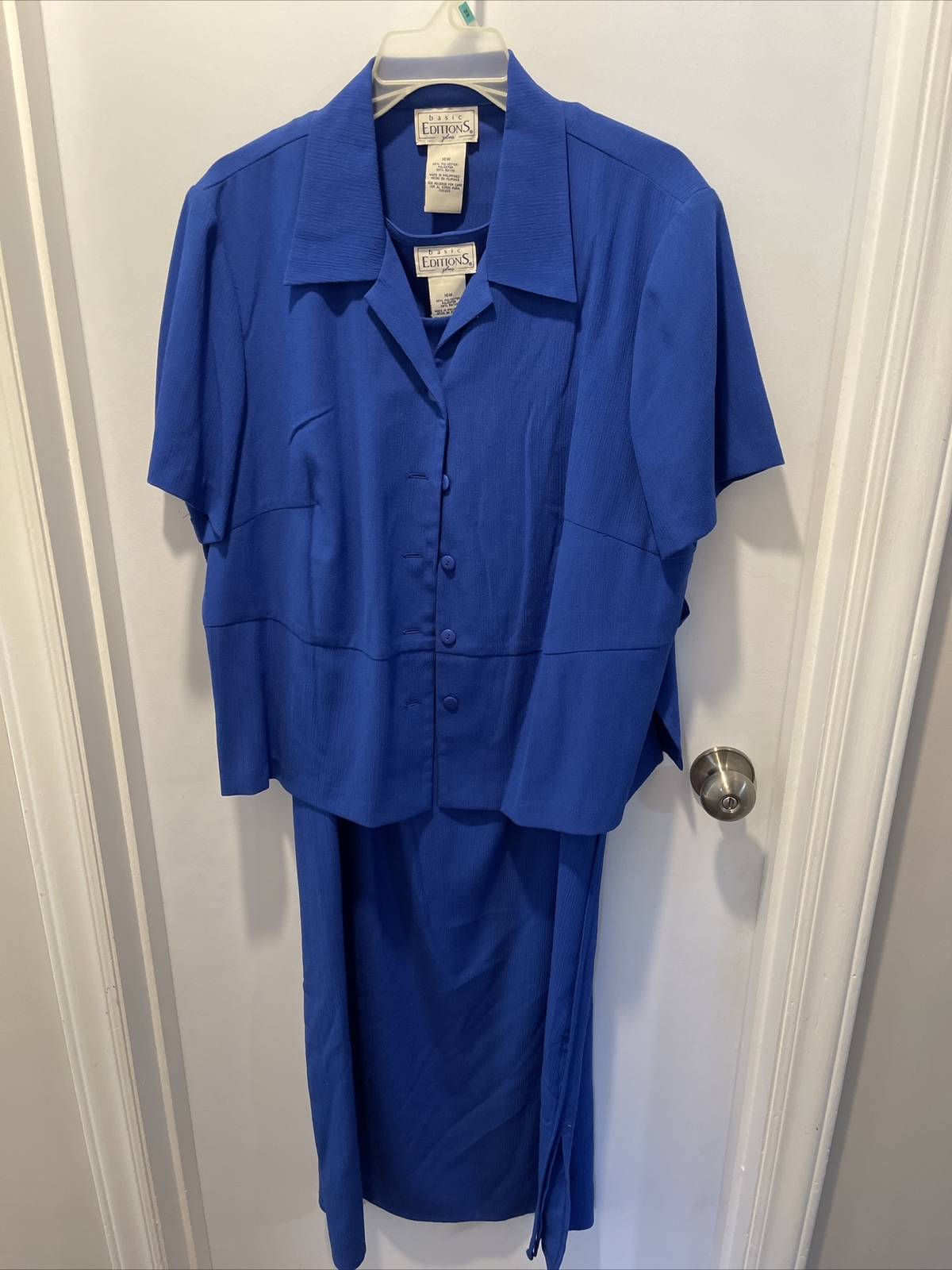 Vintage BASIC EDITIONS Cobalt Blue Periwinkle Dre… - image 1