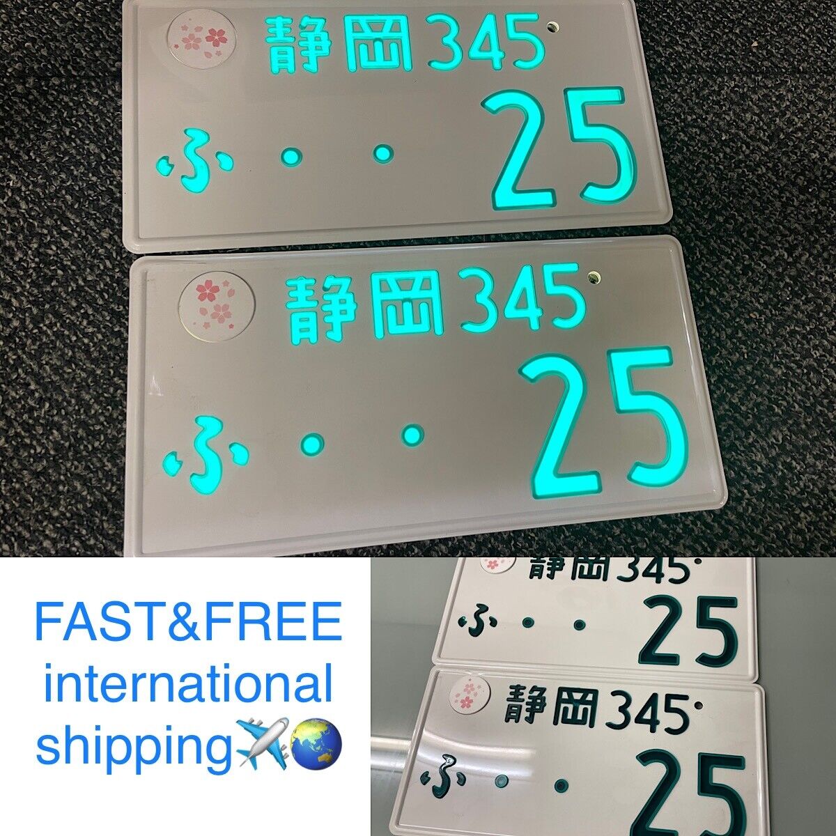 FREE&FAST shipping🌎Genuine Japanese GLOW license plate ..25   RB25 pair rare