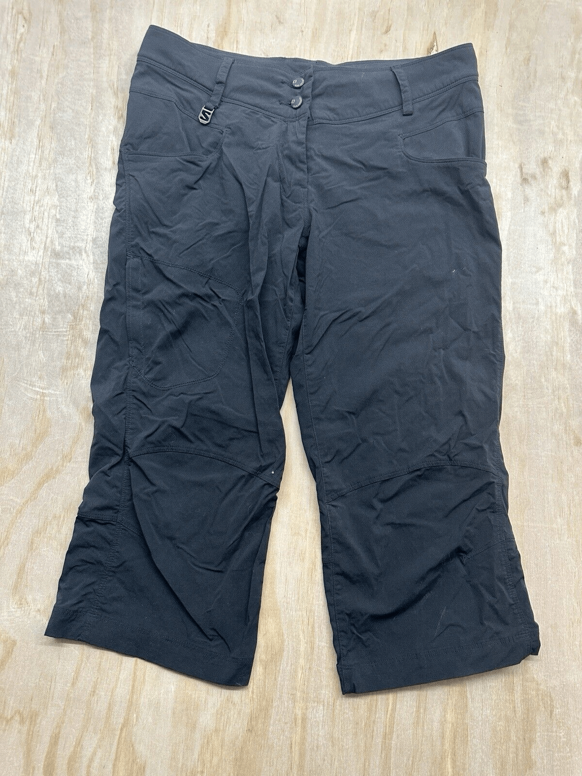 Salomon Capri Pantalone Donna 6 Nero Mid Rise Cargo Tasca Elasticizzato Nylon