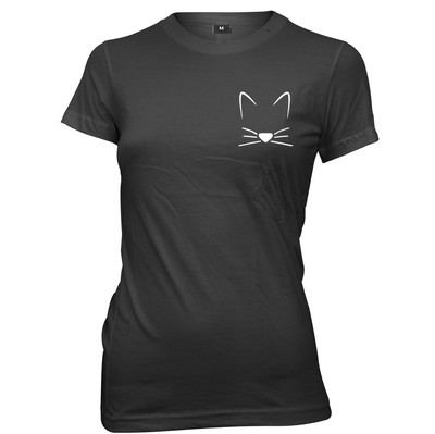 Lustiges T-Shirt Miau Katze Kätzchen Brustdruck Damen Frauen