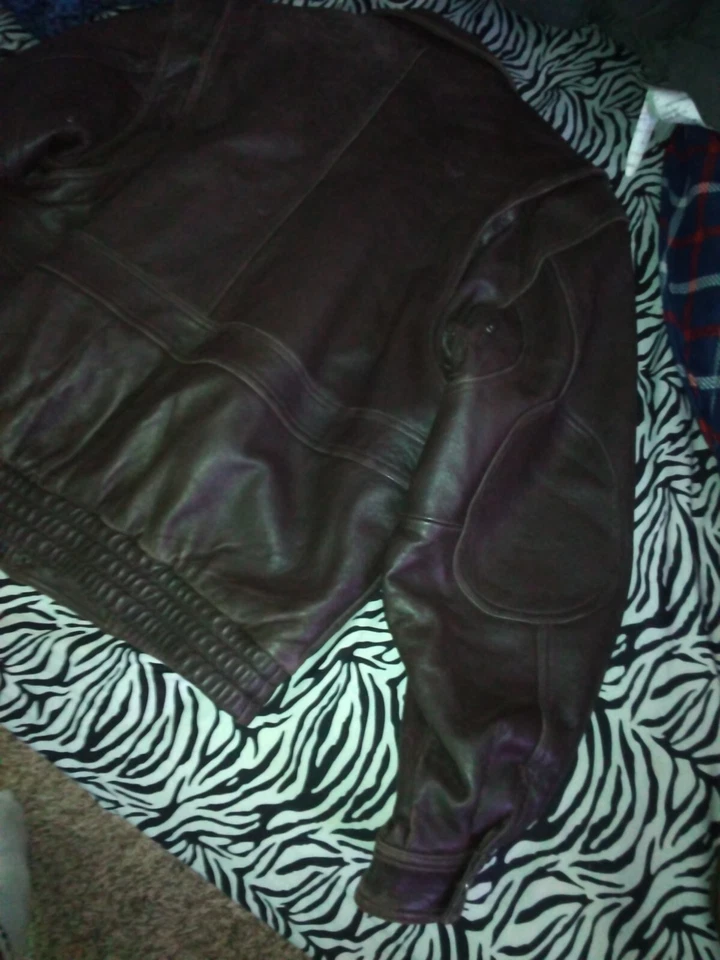 Chaqueta de cuero marrón oscuro Reed talla 46L Café Racer 3M Foto 4 de 4