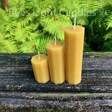 Octagon Beeswax Pillar Candles / All Natural Set of Bees Wax Pillars / Patio Set