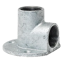 GEBO Gomito a muro con staffa 1/2'' F-F 90° in ghisa malleabile zincato