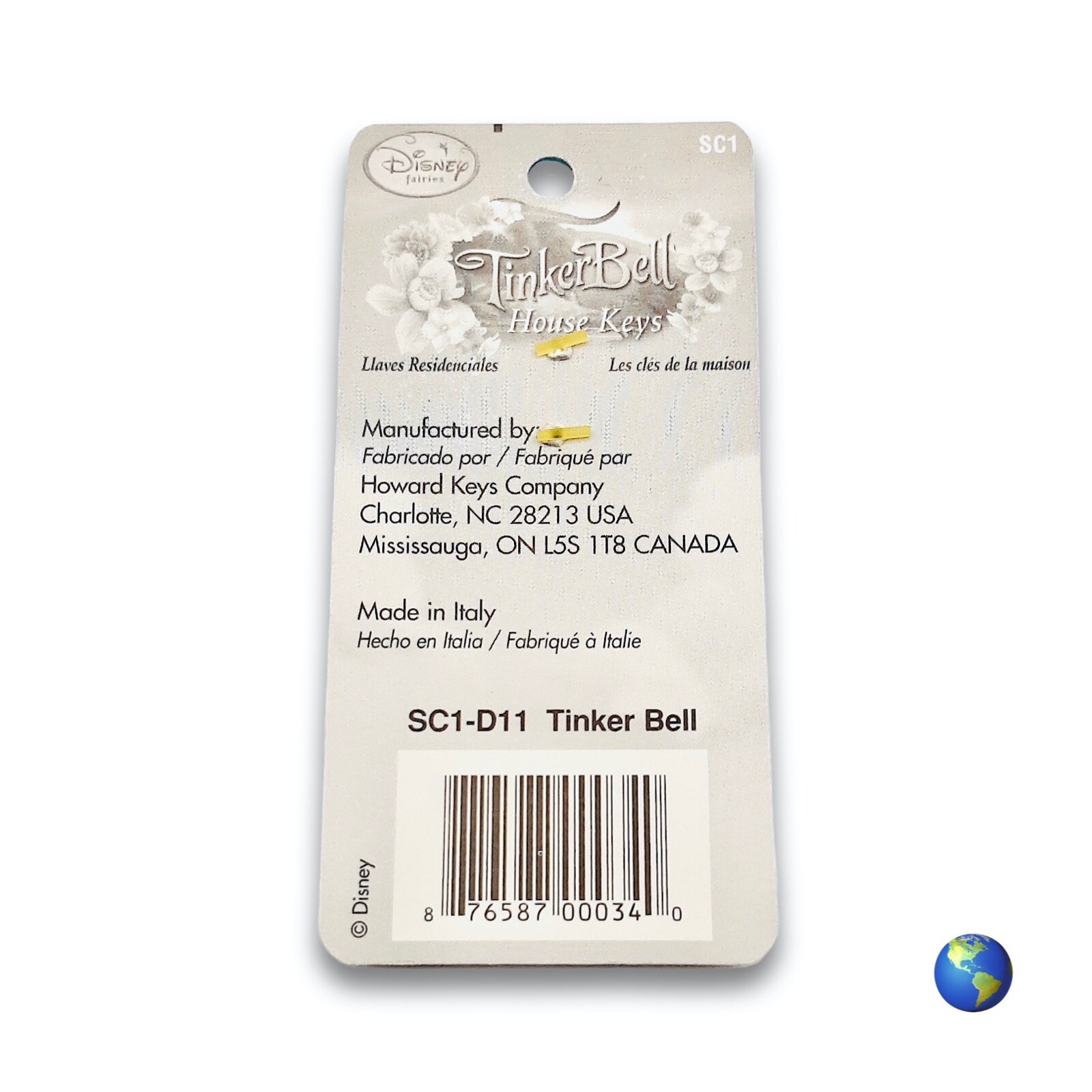 OFFICIAL Disney Tinker Bell SC1 Key Blanks for Various Products (1 Key)