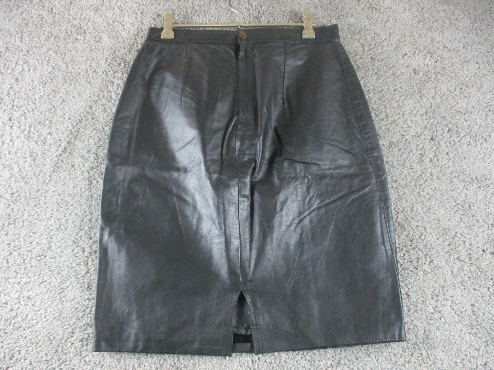 Vintage Black Jas Leather Pencil Skirt W28 Small Lined Party Clubwear