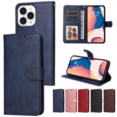 For iphone 16 Pro Max 15 14 13 12 11 Simple Leather Wallet Shockproof Phone Case