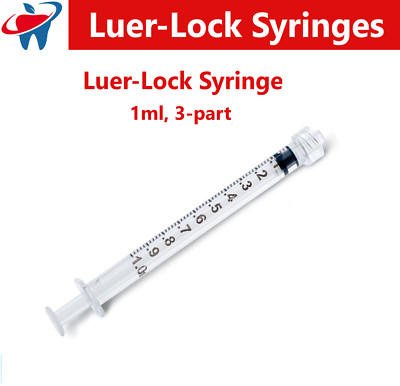 1ml / 1cc Syringe (No Needle) Syringe - Luer Lock, 1 cc, 100/Box