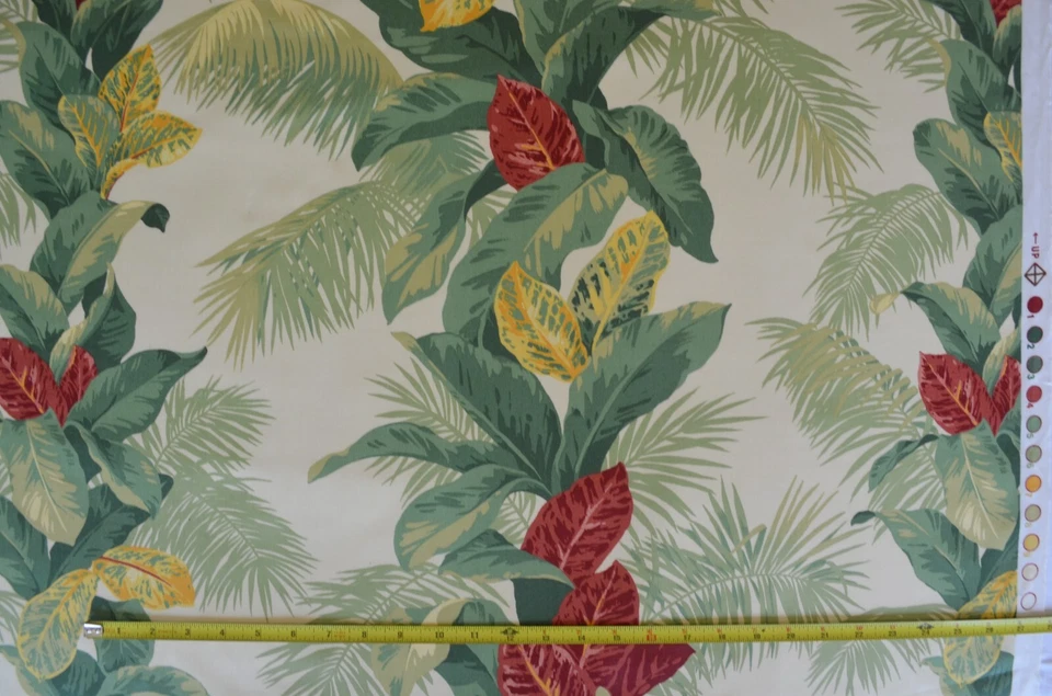 35 ярдов Наличие. / Полоса тропических листьев / 100% хлопок / Kesslers пальма и кротон - Изображение 2 из 4