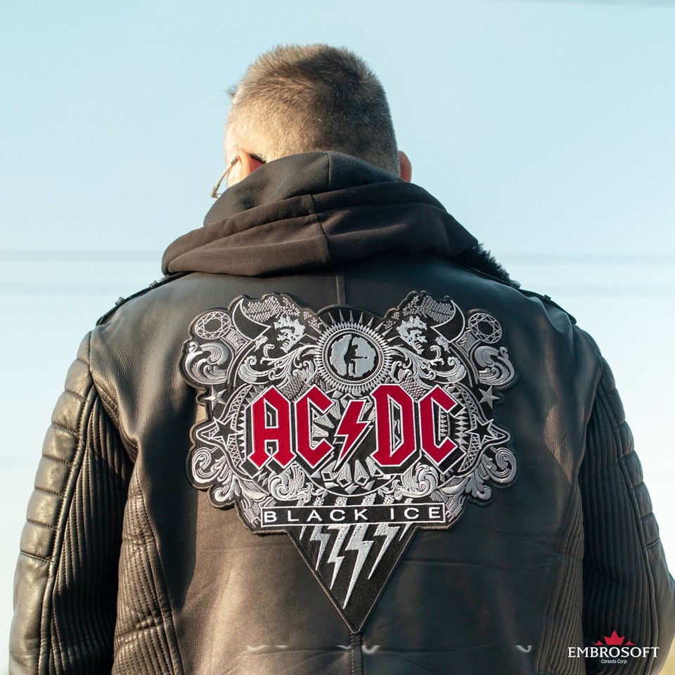 AC/DC Black Ice Music Rock Band Embroidered Back Patch Iron On SIZE: 13 ...