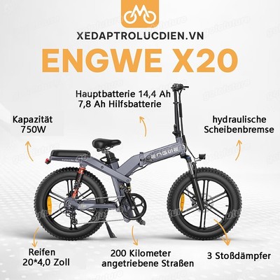 ENGWE X20 Elektrofahrrad Electric Bike 48V 22.2AH (Doppel Batterie) e-Fahrrad