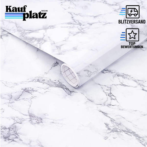 Klebefolie Marmor Weiß Selbstklebend 44Cm X 2M Dekorative Folie FüR MöBel KüChe-image