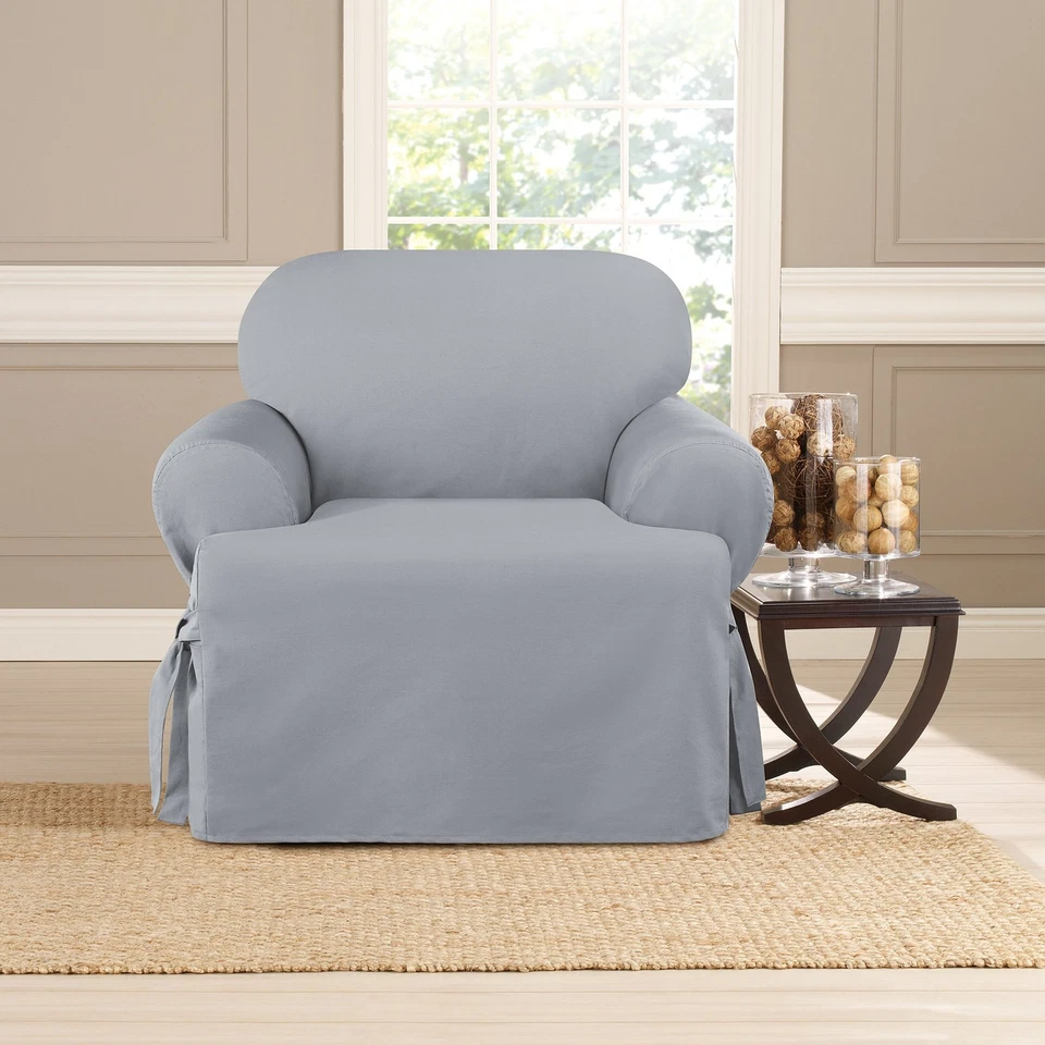 Pacific Blue T Cushion Chair Slipcover Ultra Durable Cotton Duck Cover 80 Cha... - Image 2 of 3