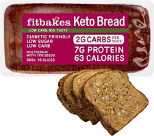 Fit Bakes Keto Bread : 2g Carbs, 7g Protein Low Carb Bread Loaf (16 slices)