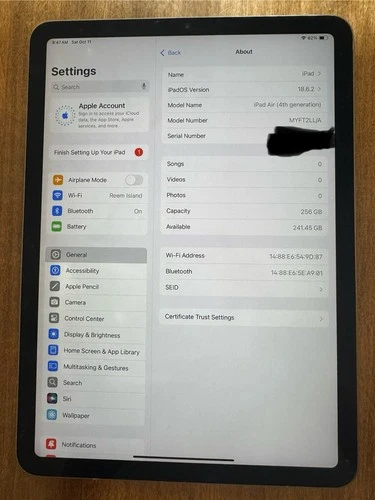 iPad Air 4th Generation 10.9” 256GB, WiFi - Space Grey