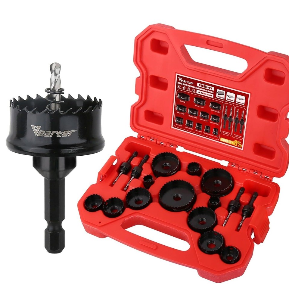 Vearter 16PCS Bi-Metal Hole Saw Kit M42 Drill Bit Set 14-51mm for Sheet Metal | UK