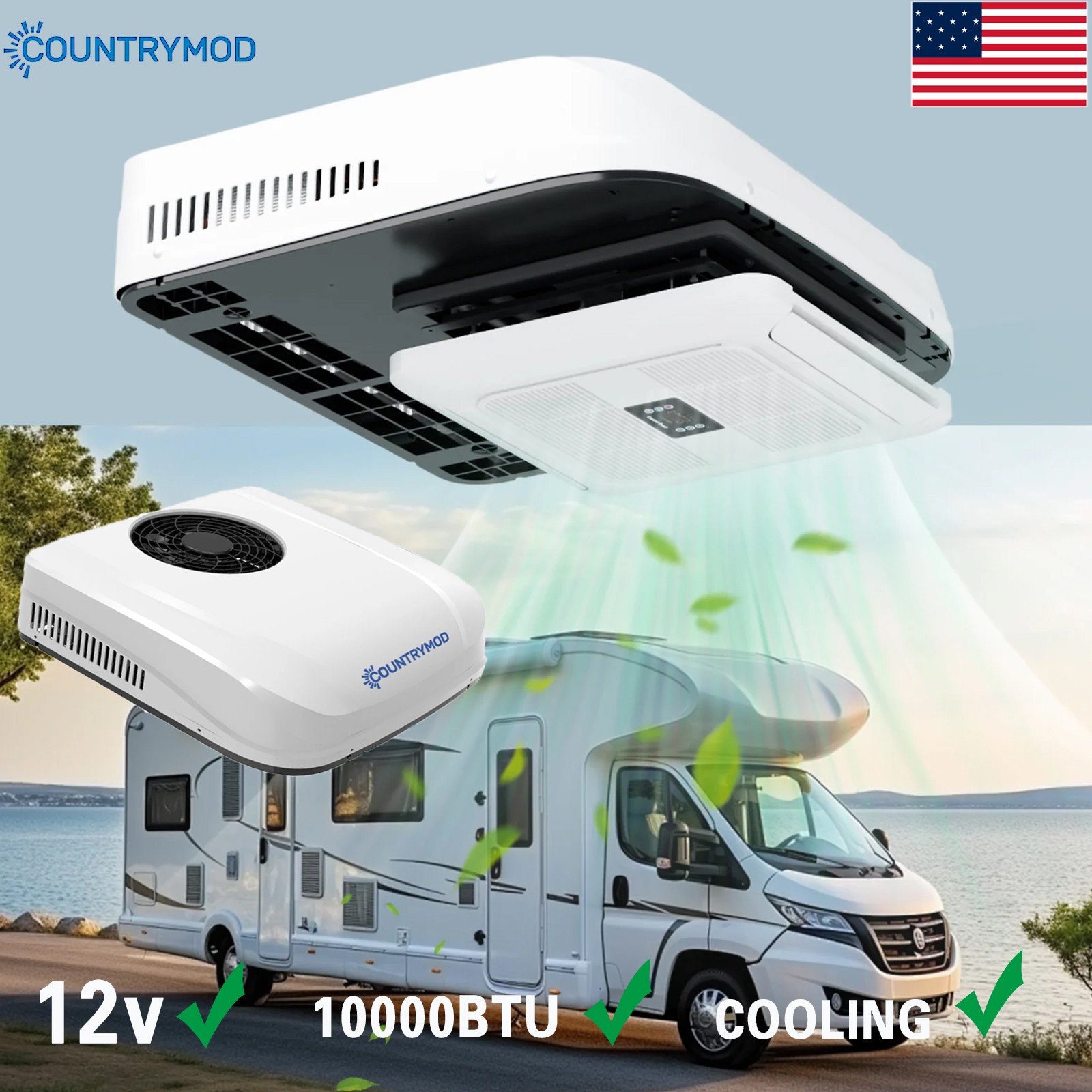 Countrymod 12V 10000BTU RV Truck Air Conditioner Cool Electric Rooftop AC Unit