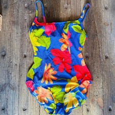 Vintage 90s Cole Of California blue floral size S Swimsuit 10