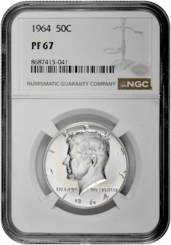 1964 50C Silver Proof Kennedy Half Dollar NGC Graded PF 67 in New Holder