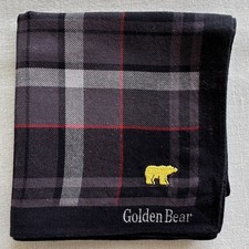 Vintage Men Handkerchief Black Red Cotton Tartan Plaid Pattern Pocket Square 18"