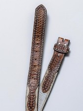 vintage NOCONA buckle belt STUDDED western 42 cowboy TOOLED concho leather