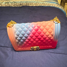 Women s Quilted Colorblock Pink Blue Shoulder...
