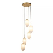 Searchlight Rocky 5-Light Cluster Pendant Ceiling Light 120cm Satin Brass