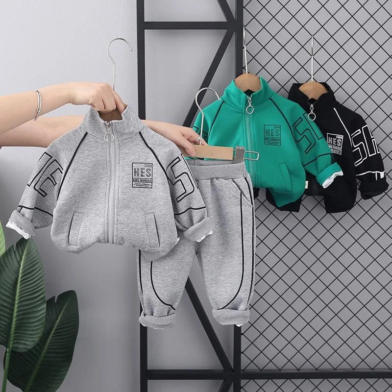 BabyToddler Unisex SpringAutumn TrackSuit Set Kids Jacket Pants 2 pcs Infant Boy