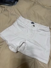 GAP Stretch Midi Short GIRLS Size 10 White Denim Shorts 5-Pocket