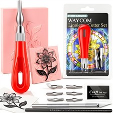Linoleum Blocks for printmaking - Linocut kit Set with Cutter and Hobby  Pen...