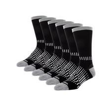 Men's Heavy Duty Work Socks 6 Pack Black Crew Socks for Construction Hiking