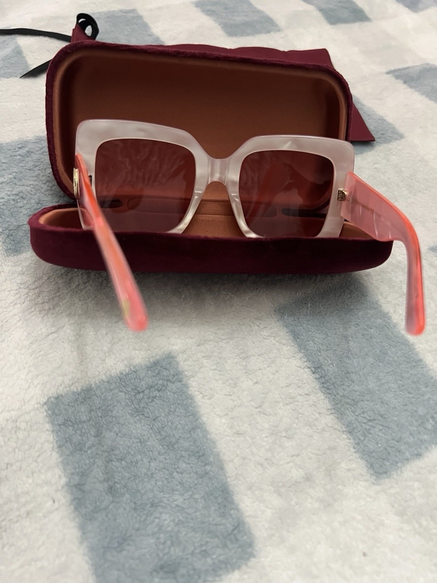 RARE !! Gucci Oversized Square Pink Plastic Sunglasses Pink  display picture 2