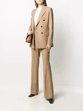 THEORY Double-breasted Blazer, Wool-blended, Beige, Size 2, Sale!