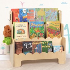 Kids Bookshelf Wooden 3-Tier, Soped Book Shelf for Kids Rooms, Front
