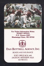 1984 Mississippi State Bulldogs Football Pocket Schedule Dan Bottrell Agency SEC