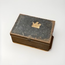 Antique Deed Box Copper Lined Hinged Lid Vintage Collectable