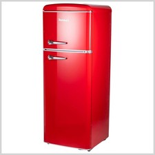 FRIGORIFERO RETRÒ 240L ACCIAIO REVERSIBILE CONGELATORE 43L 149x55x61 ROSSO