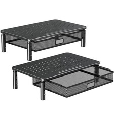 2 Pack Monitor Stand Riser with Drawer, 3 Height Adjustable with Larger Stora...