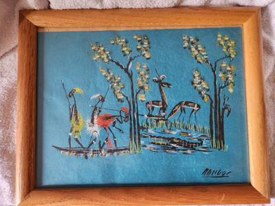 Orinal African art signed by artist framed