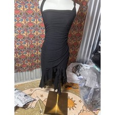 Black Cocktail Dress Ruffle Hem Sleeveless Party Bodycon