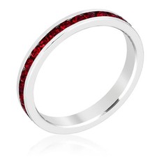 Red Garnet Full Eternity Band, Red Stacking Band, Dark Ruby Silver Band, Dainty