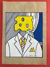Roy Lichtenstein (Handmade) Drawing On Old Paper signed and stamped