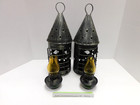 Set of Two Black Matte Metal Rustic Hanging Oil Lantern Holders DW771 — photo 2