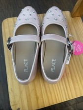 pink The Children's Place Girls Rhinestone Studded Ballet Flats