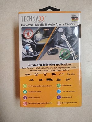 New Car Alarm Technaxx Universal Mobile & Auto Alarm TX-100 With Charging