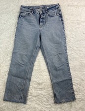 Zara Women  s Straight Leg Light Wash Denim Jeans Size 12 Button Zip