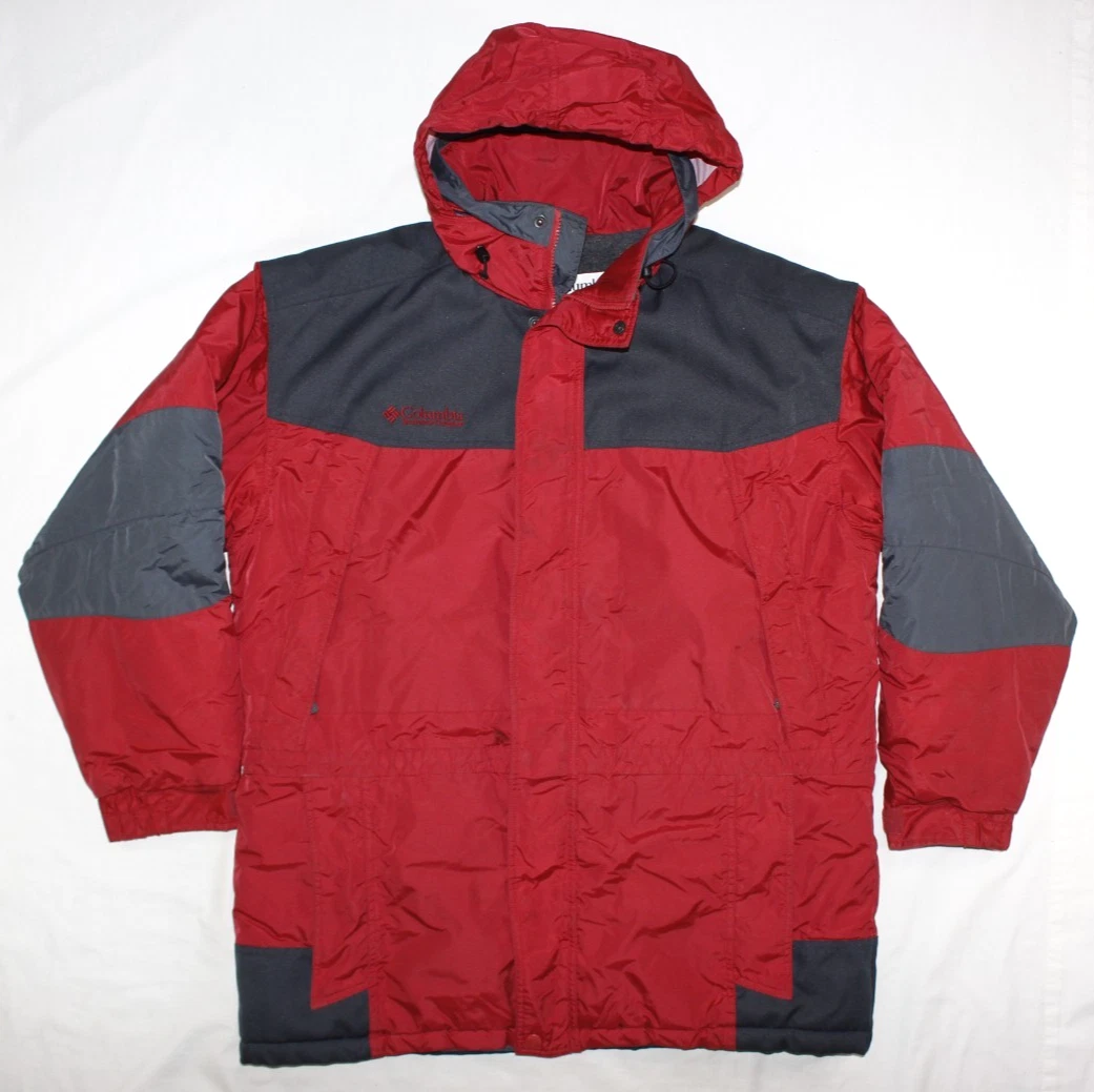 Vintage Columbia Jacket Men's L Nylon Insulated Fleece Lined Ski Snow XM5271 Red