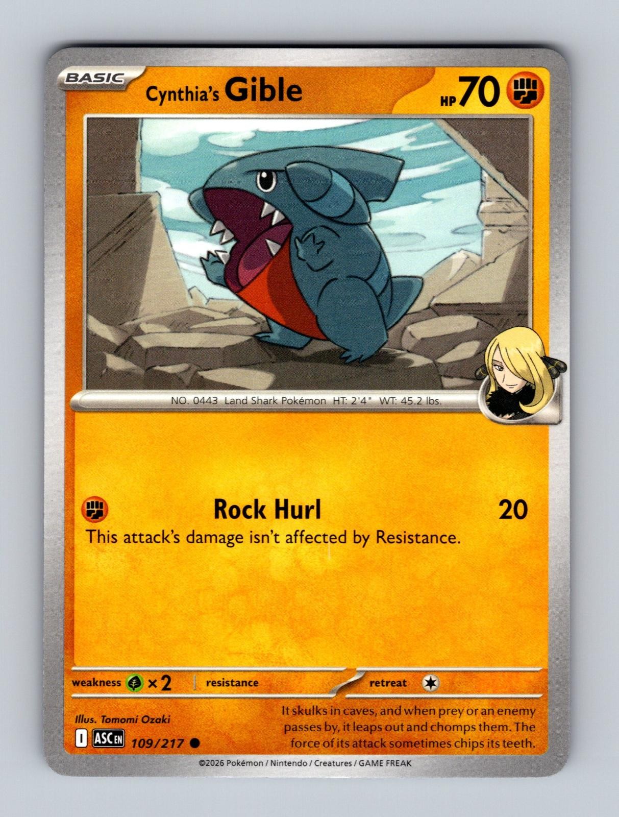 Cynthia's Gible 109/217 Common Ascended Heroes Pokemon