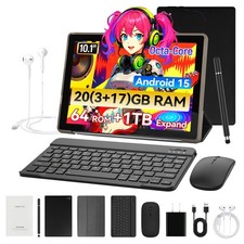10.1" Android 15 Tablet 20 3 17 GB RAM 64GB ROM WiFi,Secret Santa Family Gift