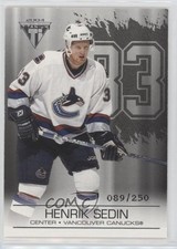 2003 Pacific Private Stock Titanium Retail Jersey Number Henrik Sedin HOF 1h6a