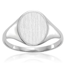 10K Solid White Gold Custom Engraved Signet Ring